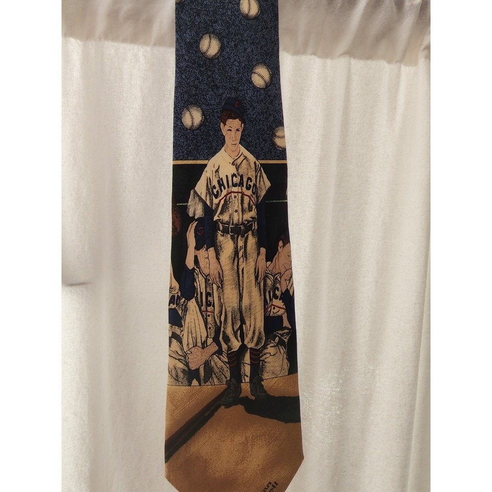 Vintage Norman Rockwell baseball men's tie‎